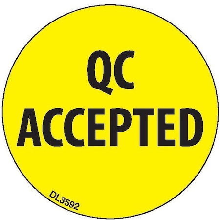 Decker Tape Products Label, DL3592, QC ACCEPTED, 2" DL3592